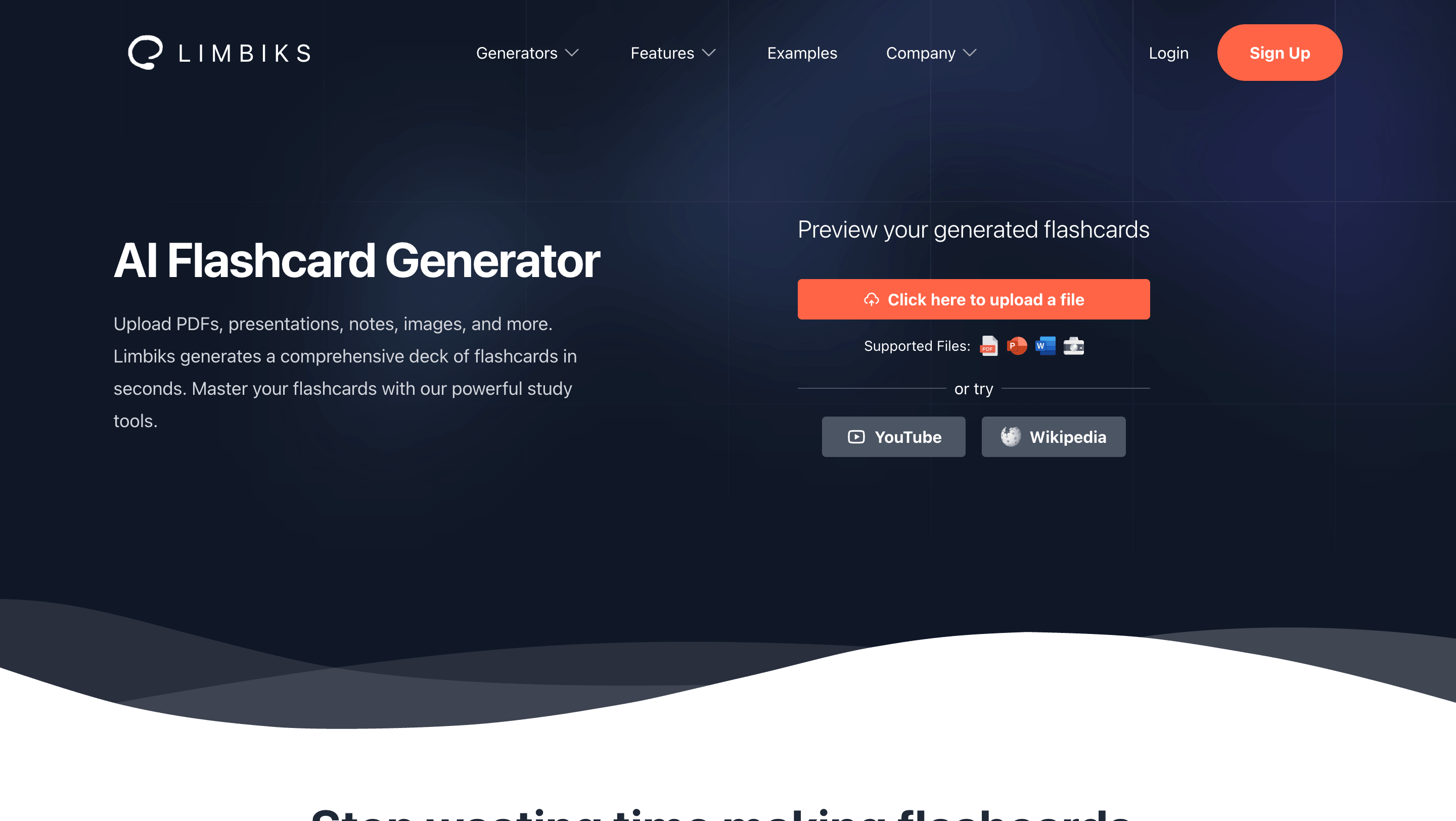 Limbiks interface for flashcards and spaced repetition study