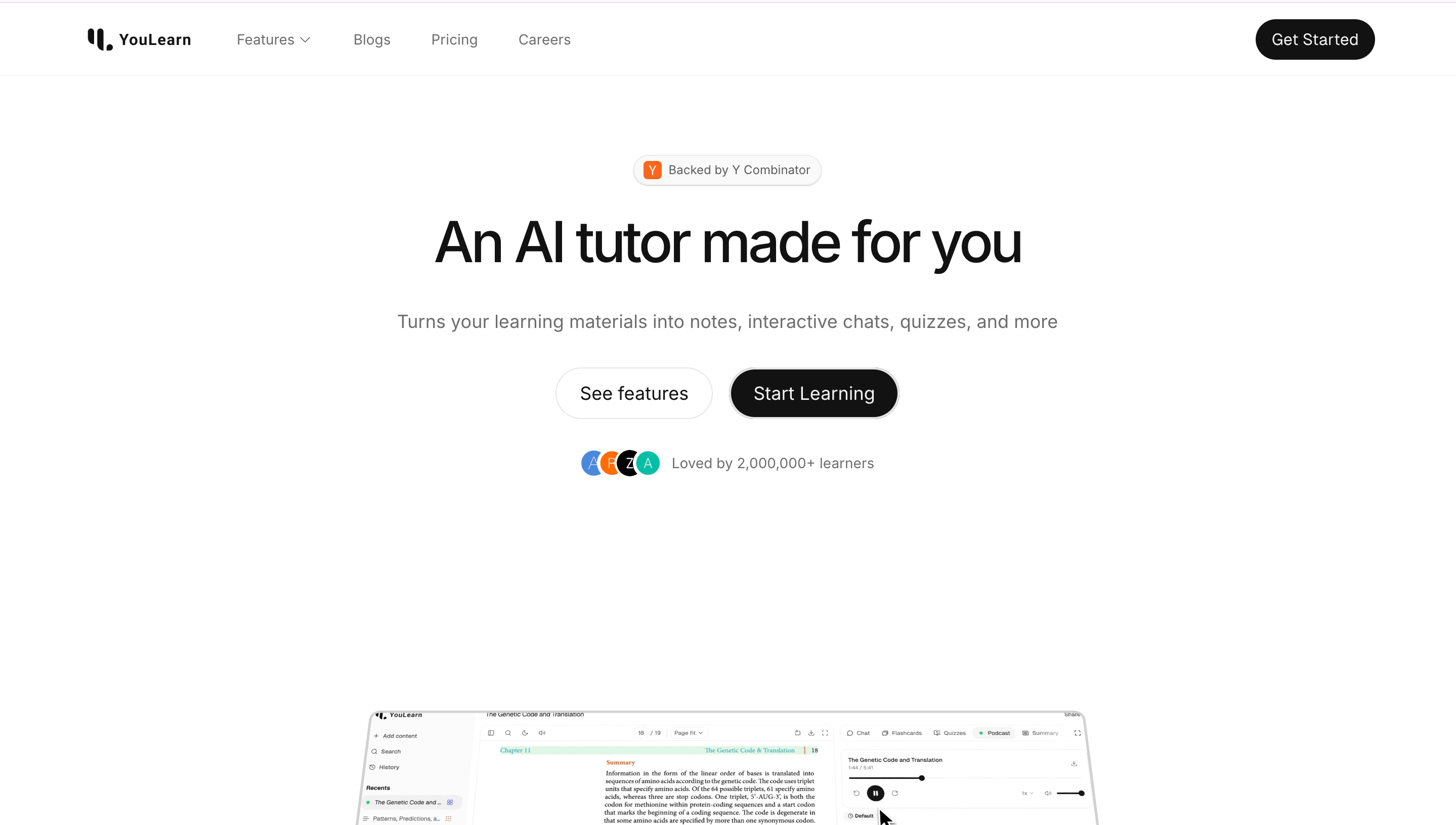 YouLearn interface for conversational AI learning and study support