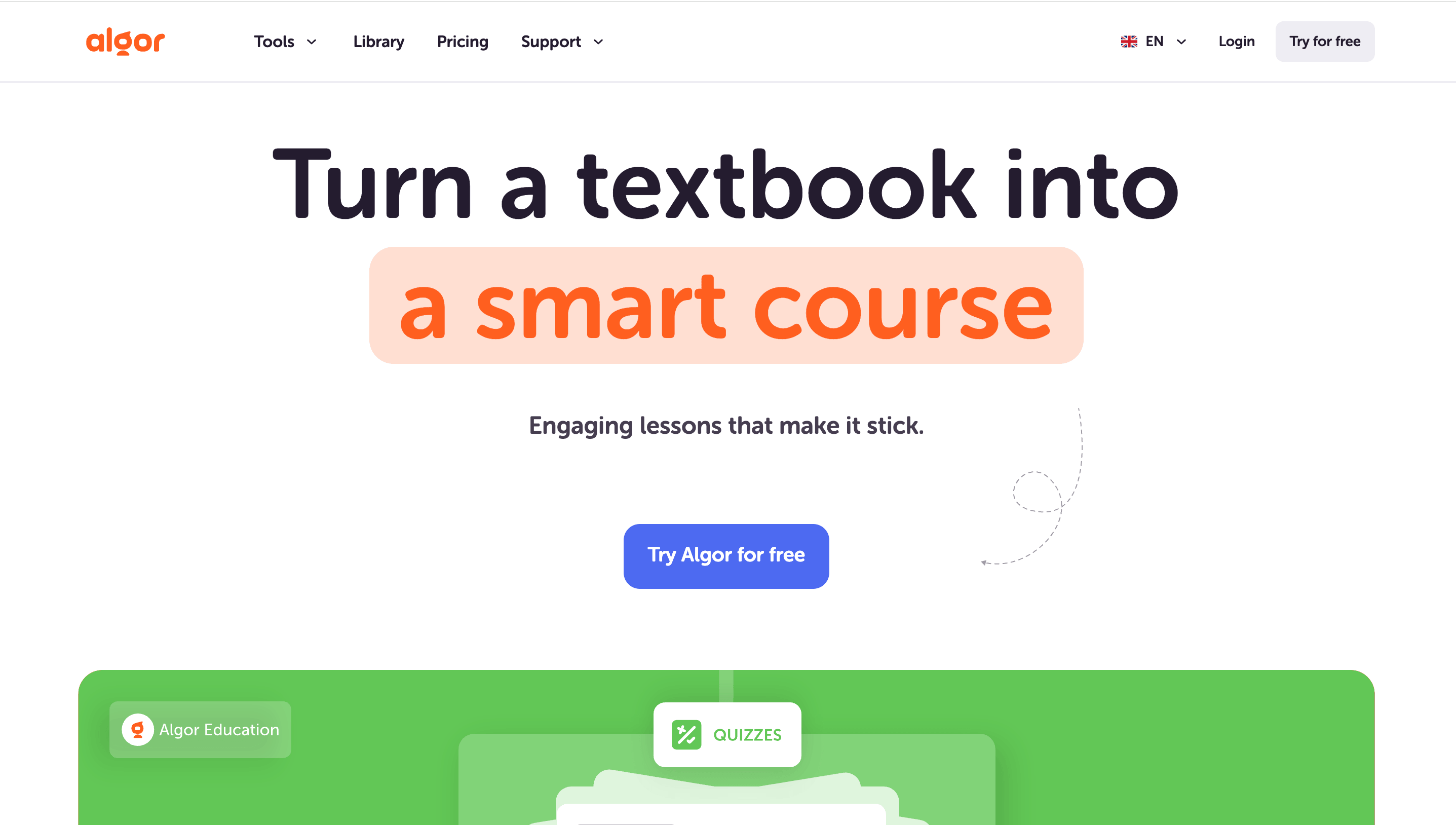 Algor Education interface for concept maps and visual study materials