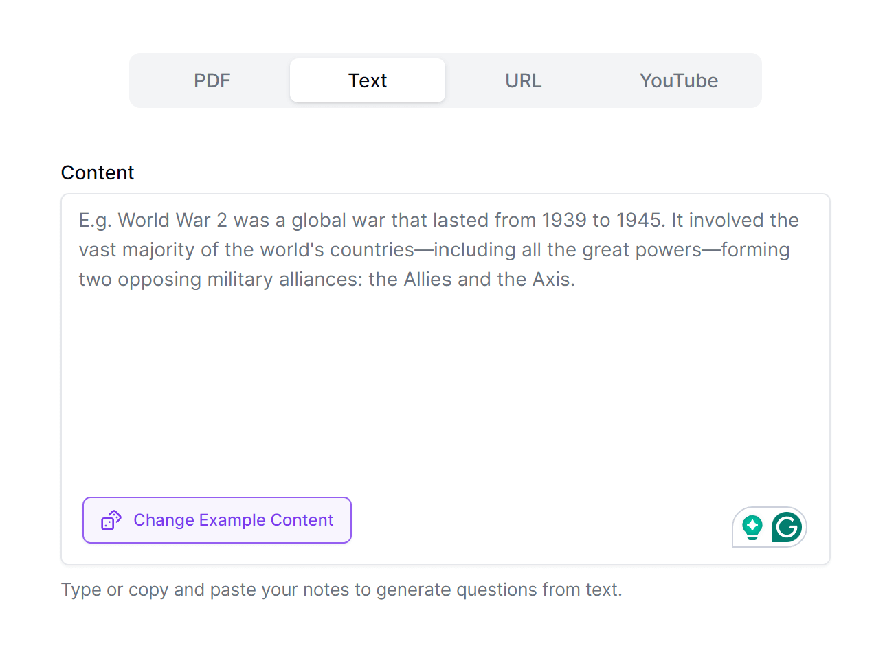 Paste or upload study material
